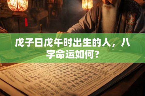 戊子日戊午时出生的人，八字命运如何？
