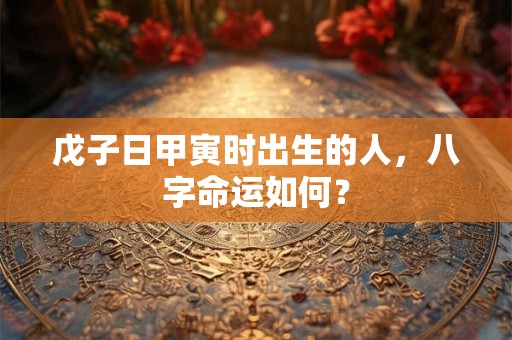 戊子日甲寅时出生的人，八字命运如何？