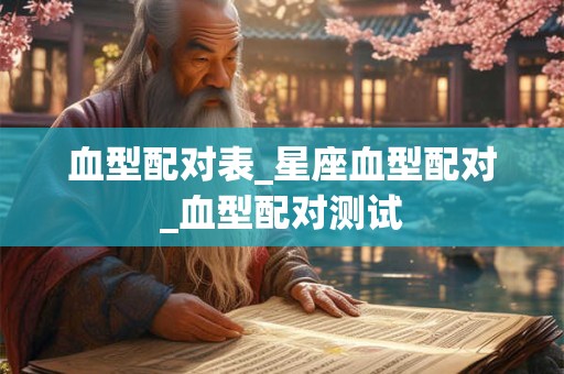 血型配对表_星座血型配对_血型配对测试