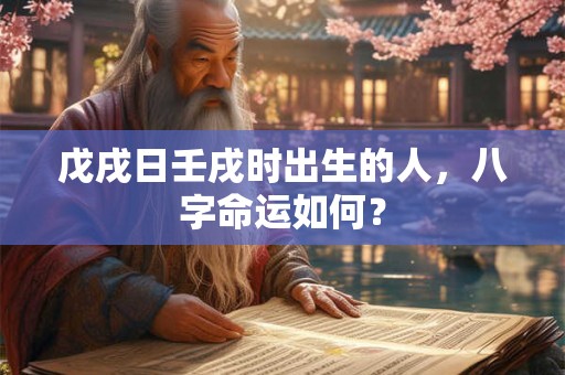 戊戌日壬戌时出生的人，八字命运如何？