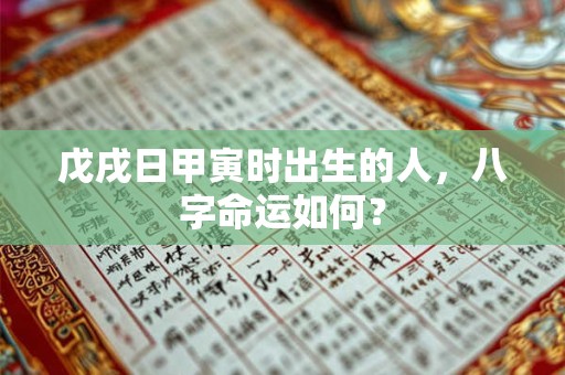 戊戌日甲寅时出生的人，八字命运如何？