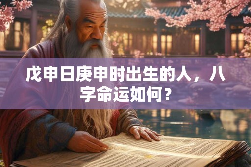 戊申日庚申时出生的人，八字命运如何？