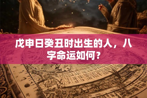 戊申日癸丑时出生的人，八字命运如何？