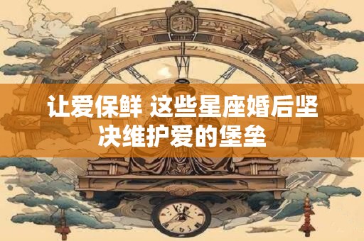 详细阅读:让爱保鲜 这些星座婚后坚决维护爱的堡垒 让爱保鲜 这些星座婚后坚决维护爱的堡垒