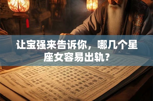 让宝强来告诉你，哪几个星座女容易出轨？