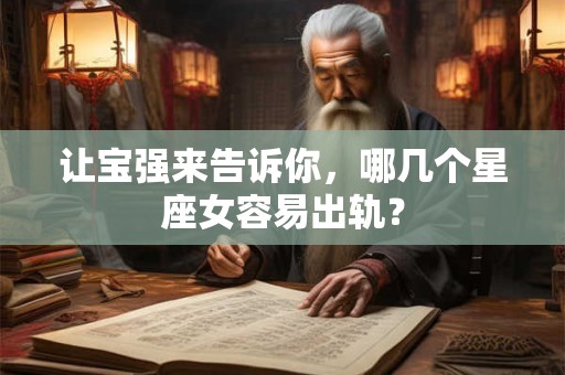 让宝强来告诉你，哪几个星座女容易出轨？