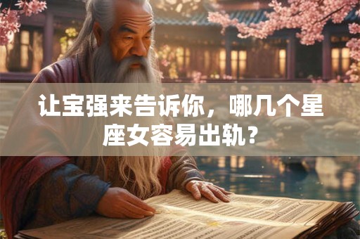 让宝强来告诉你，哪几个星座女容易出轨？