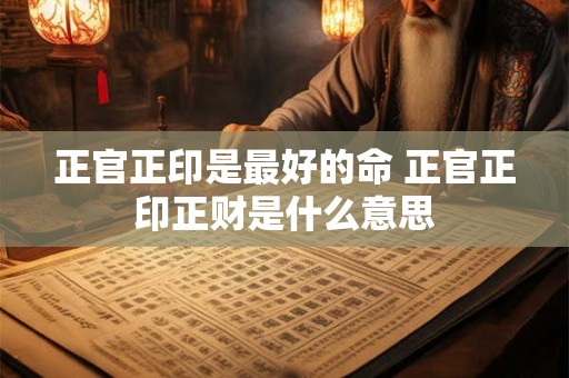 正官正印是最好的命  正官正印正财的意义详解