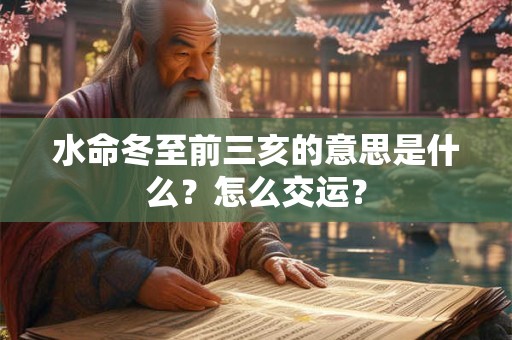 详细阅读:水命冬至前三亥的意思是什么?怎么交运? 水命冬至前三亥的意思是什么?怎么交运?
