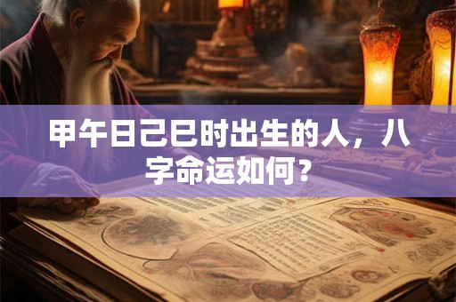 甲午日己巳时出生的人，八字命运如何？