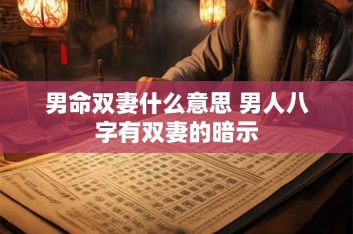 男命双妻什么意思 男人八字有双妻的暗示