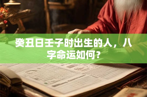 癸丑日壬子时出生的人，八字命运如何？