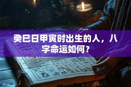癸巳日甲寅时出生的人，八字命运如何？