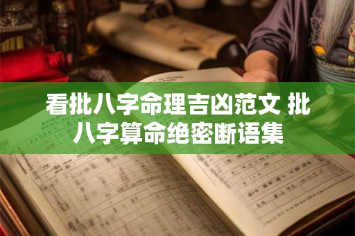 看批八字命理吉凶范文 批八字算命绝密断语集