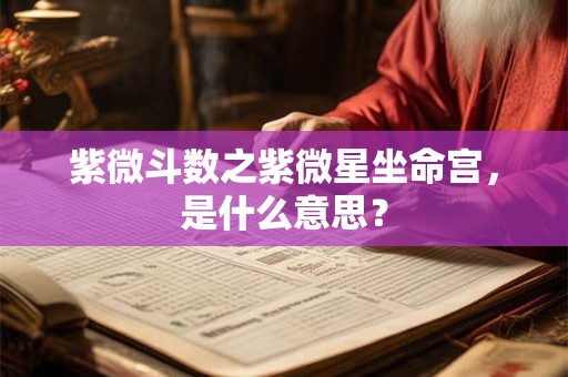紫微斗数之紫微星坐命宫，是什么意思？