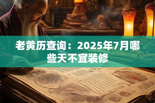 老黄历查询：2025年7月哪些天不宜装修