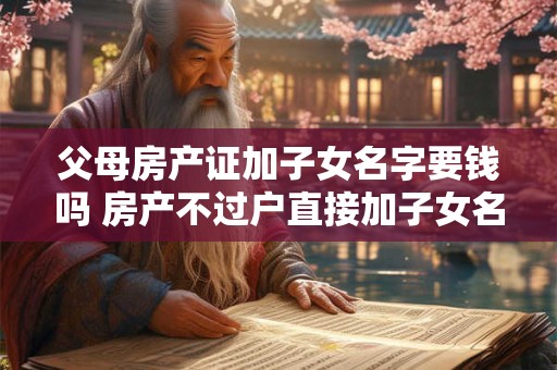 父母房产证加子女名字要钱吗 房产不过户直接加子女名字