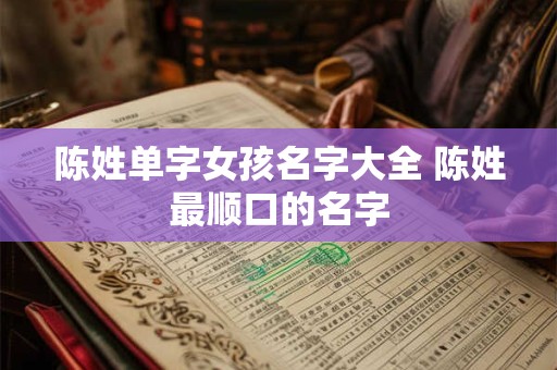 陈姓单字女孩名字大全 陈姓最顺口的名字