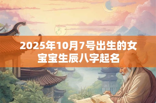 2025年10月7号出生的女宝宝生辰八字起名