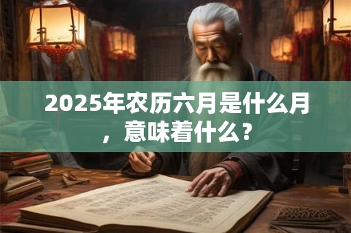 2025年农历六月是什么月，意味着什么？