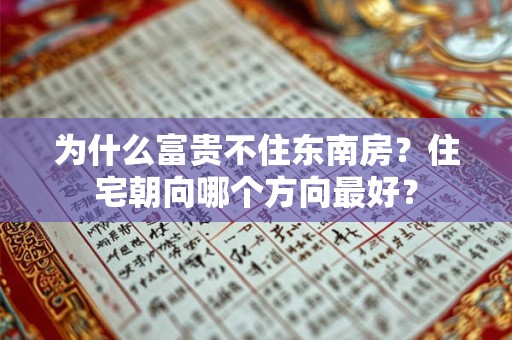 为什么富贵不住东南房？住宅朝向哪个方向最好？
