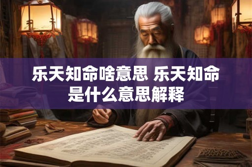 乐天知命啥意思 乐天知命是什么意思解释