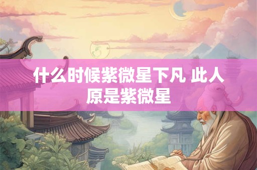 什么时候紫微星下凡 此人原是紫微星