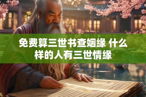 免费算三世书查姻缘 什么样的人有三世情缘