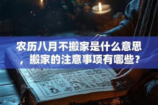 农历八月不搬家是什么意思，搬家的注意事项有哪些？