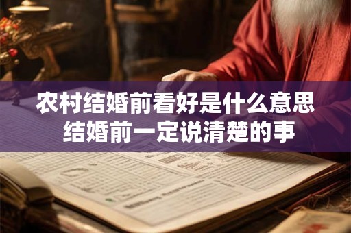 农村结婚前看好是什么意思 结婚前一定说清楚的事