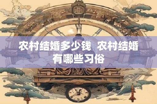 农村结婚多少钱  农村结婚有哪些习俗