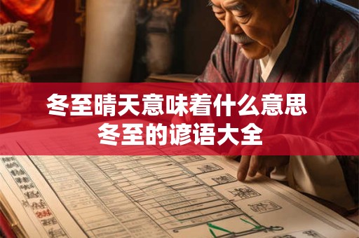 冬至晴天意味着什么意思 冬至的谚语大全