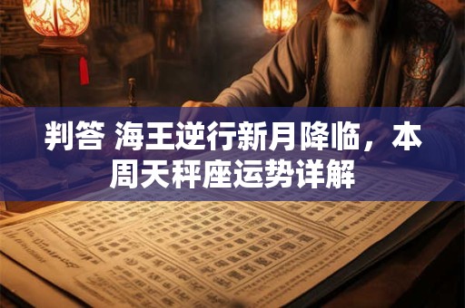 判答 海王逆行新月降临，本周天秤座运势详解
