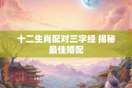 十二生肖配对三字经 揭秘最佳婚配