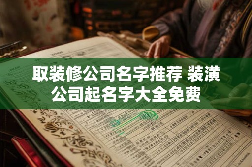 取装修公司名字推荐 装潢公司起名字大全免费
