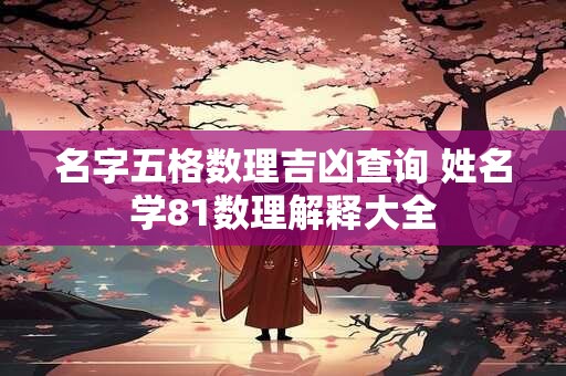 名字五格数理吉凶查询 姓名学81数理解释大全