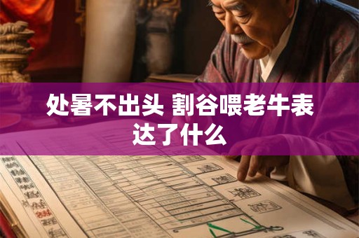 处暑不出头 割谷喂老牛表达了什么