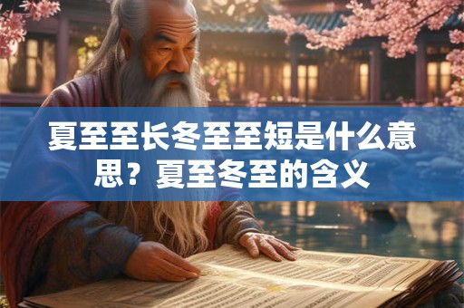 夏至至长冬至至短是什么意思？夏至冬至的含义