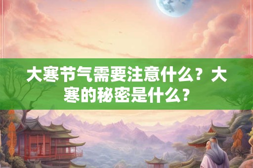 大寒节气需要注意什么？大寒的秘密是什么？