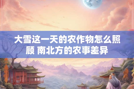 详细阅读:大雪这一天的农作物怎么照顾 南北方的农事差异 大雪这一天的农作物怎么照顾 南北方的农事差异