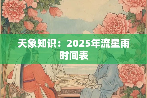 天象知识：2025年流星雨时间表