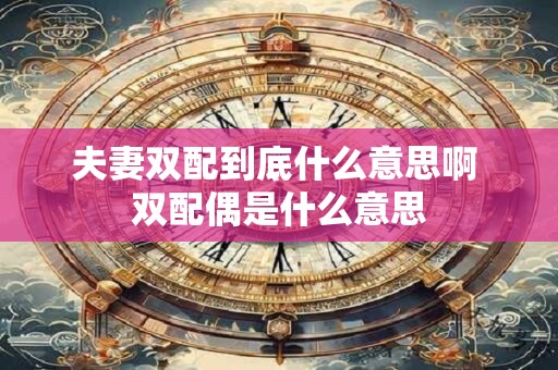 夫妻双配到底什么意思啊 双配偶是什么意思