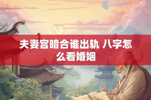 详细阅读:夫妻宫暗合谁出轨 八字怎么看婚姻 夫妻宫暗合谁出轨 八字怎么看婚姻