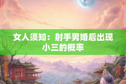 女人须知：巨蟹男婚后出现小三的概率