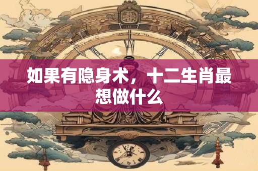 如果有隐身术，十二生肖最想做什么