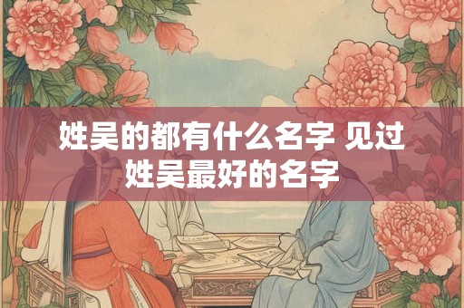 姓吴的都有什么名字 见过姓吴最好的名字