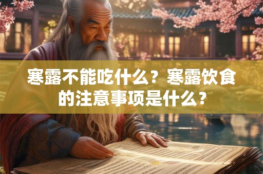 寒露不能吃什么？寒露是什么季节的节气？