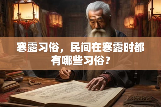 寒露习俗，民间在寒露时都有哪些习俗？