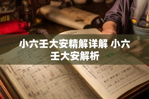 小六壬大安精解详解 小六壬大安解析