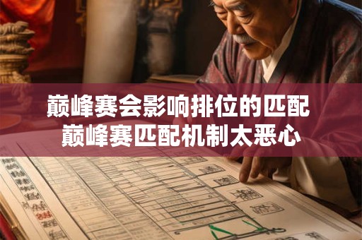 巅峰赛会影响排位的匹配 巅峰赛匹配机制太恶心